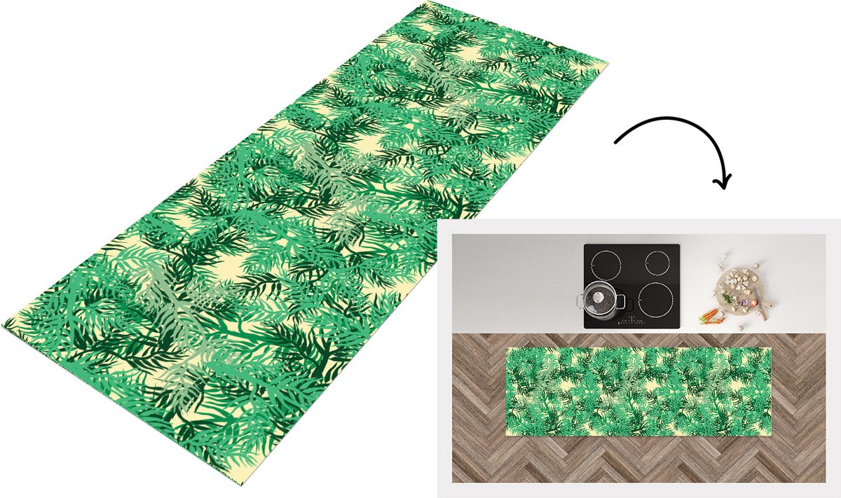 KitchenYeah Keukenloper - Loper keuken - Jungle - Patronen - Camouflage - 150x50 cm - Keukenloper vinyl Multicolor