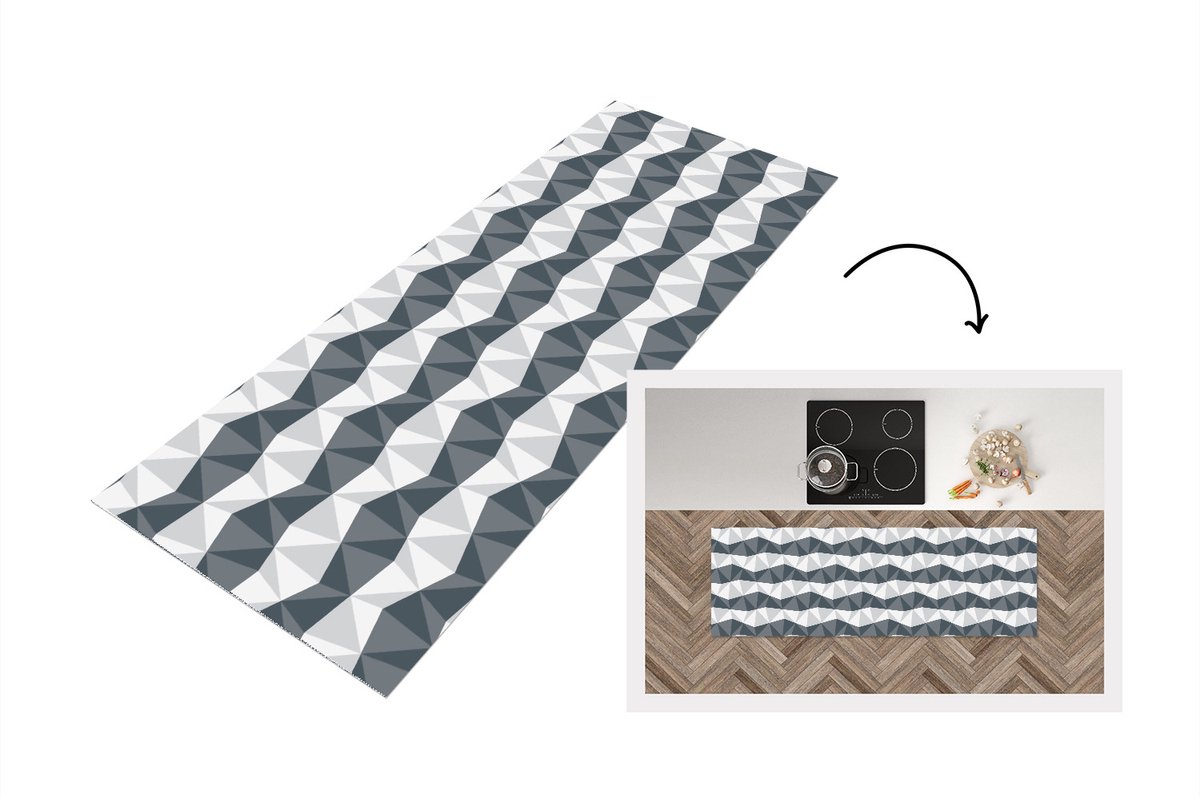 KitchenYeah Keukenloper - Loper keuken - Zebra - Geometrie - Patronen - 150x50 cm - Keukenloper vinyl Multicolor