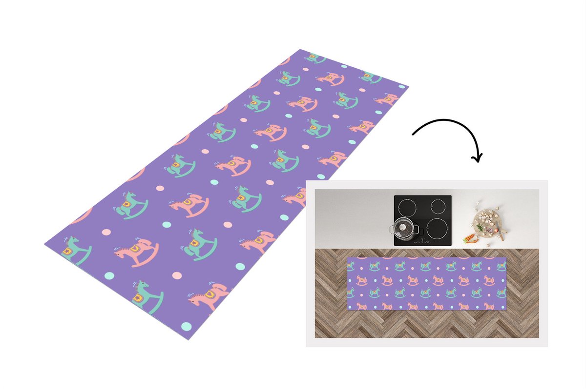 KitchenYeah Keukenloper - Loper keuken - Hobbelpaard - Patronen - Geboorte - Keukenloper vinyl multicolor, foto 2