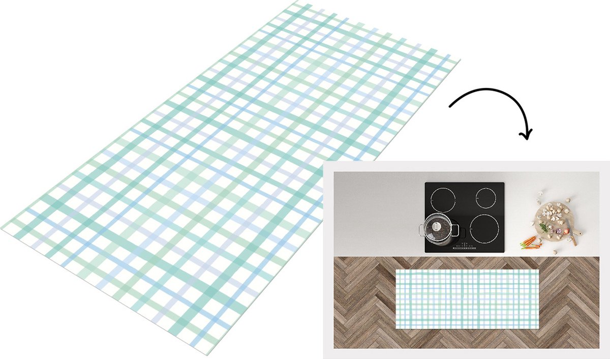 KitchenYeah Keukenloper - Loper keuken - Pastel - Patronen - Blauw - Keukenloper vinyl Multicolor
