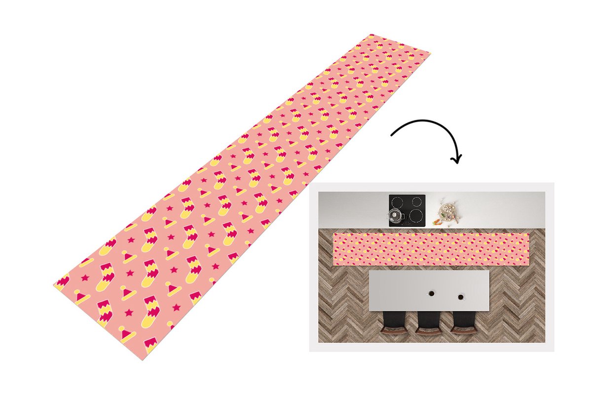 Keukenloper - Loper keuken - Sokken - Patronen - Kerst - 300x50 cm - Keukenloper vinyl