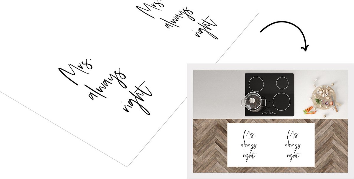 KitchenYeah Keukenloper - Loper keuken - Huwelijk - 'Mrs. always right' - Spreuken - Quotes - 120x60 cm - Keukenloper vinyl Multicolor