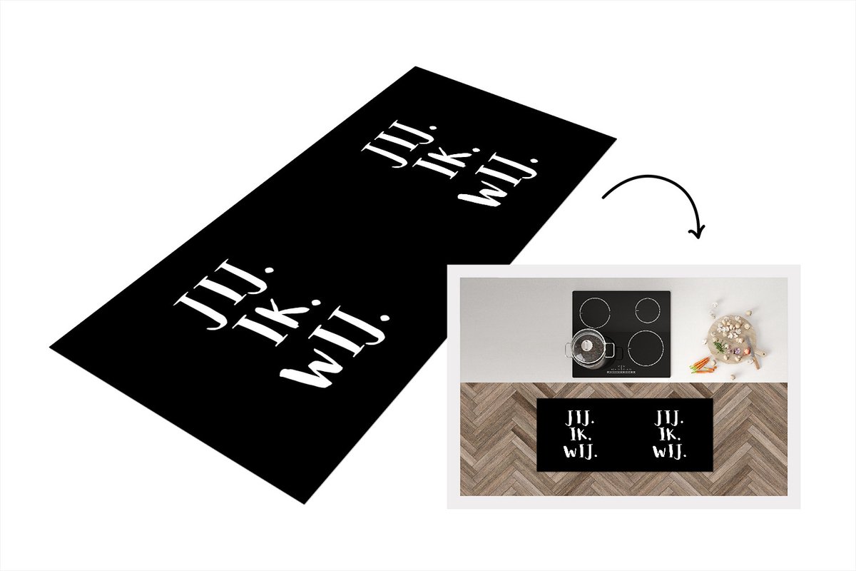KitchenYeah Keukenloper - Loper keuken - Quotes - 'Jij. Ik. Wij.' - Trouwen - Spreuken - 120x50 cm - Keukenloper vinyl Multicolor