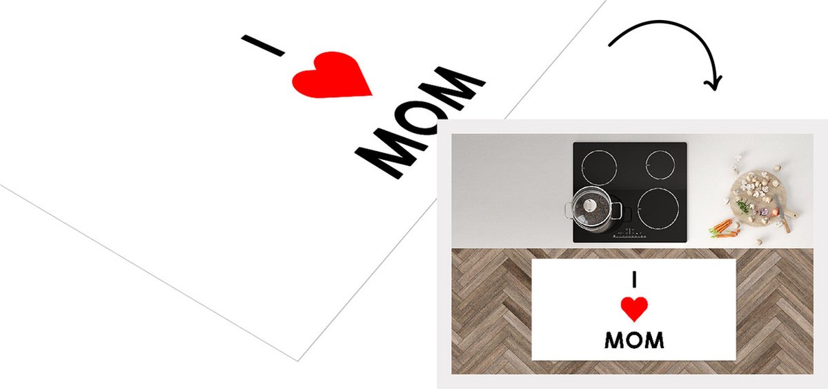 KitchenYeah Keukenloper - Loper keuken - Spreuken - Quotes I Love Mom - Moederdag - Mama - Mama cadeau - 120x60 cm - Keukenloper vinyl Multicolor