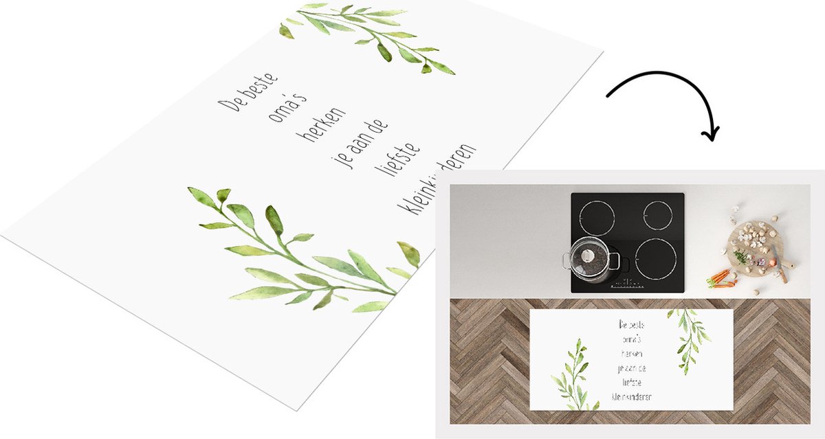 KitchenYeah Keukenloper - Loper keuken - Quotes - De beste oma's herken je aan de liefstekinderen - Spreuken - Oma - 120x60 cm - Keukenloper vinyl Multicolor