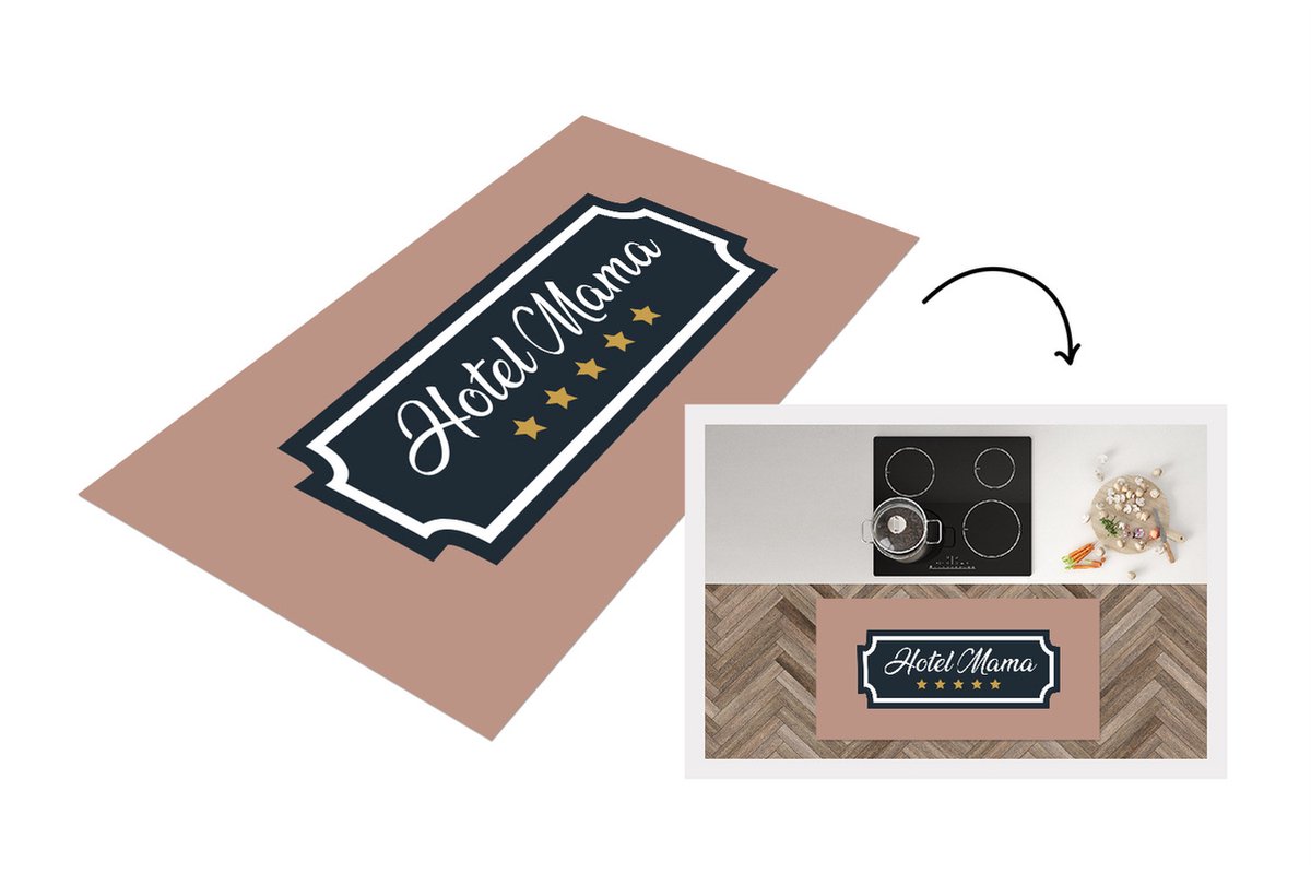 KitchenYeah Keukenloper - Loper keuken - Hotel mama - Moederdag cadeau - Mama - Moeder - 120x60 cm - Keukenloper vinyl Multicolor