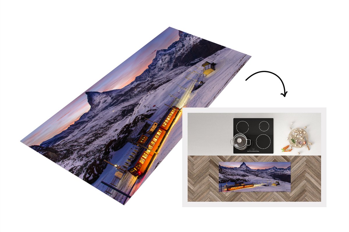KitchenYeah Keukenloper - Loper keuken - Gornergrat spoorweg voor Matterhorn in het Zwitserse kanton Wallis - 120x50 cm - Keukenloper vinyl Multicolor