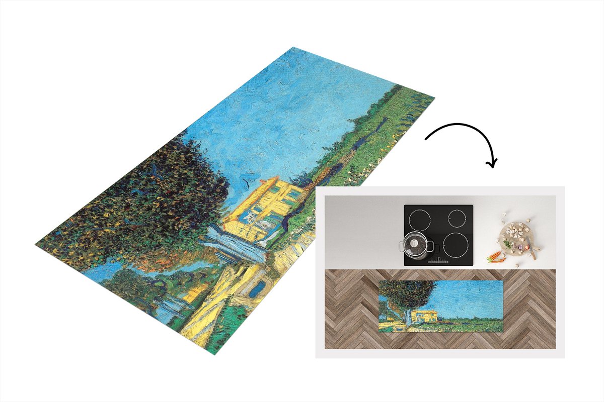 KitchenYeah Keukenloper - Loper keuken - De laan vlakbij Arles - Vincent van Gogh - 120x50 cm - Keukenloper vinyl Multicolor