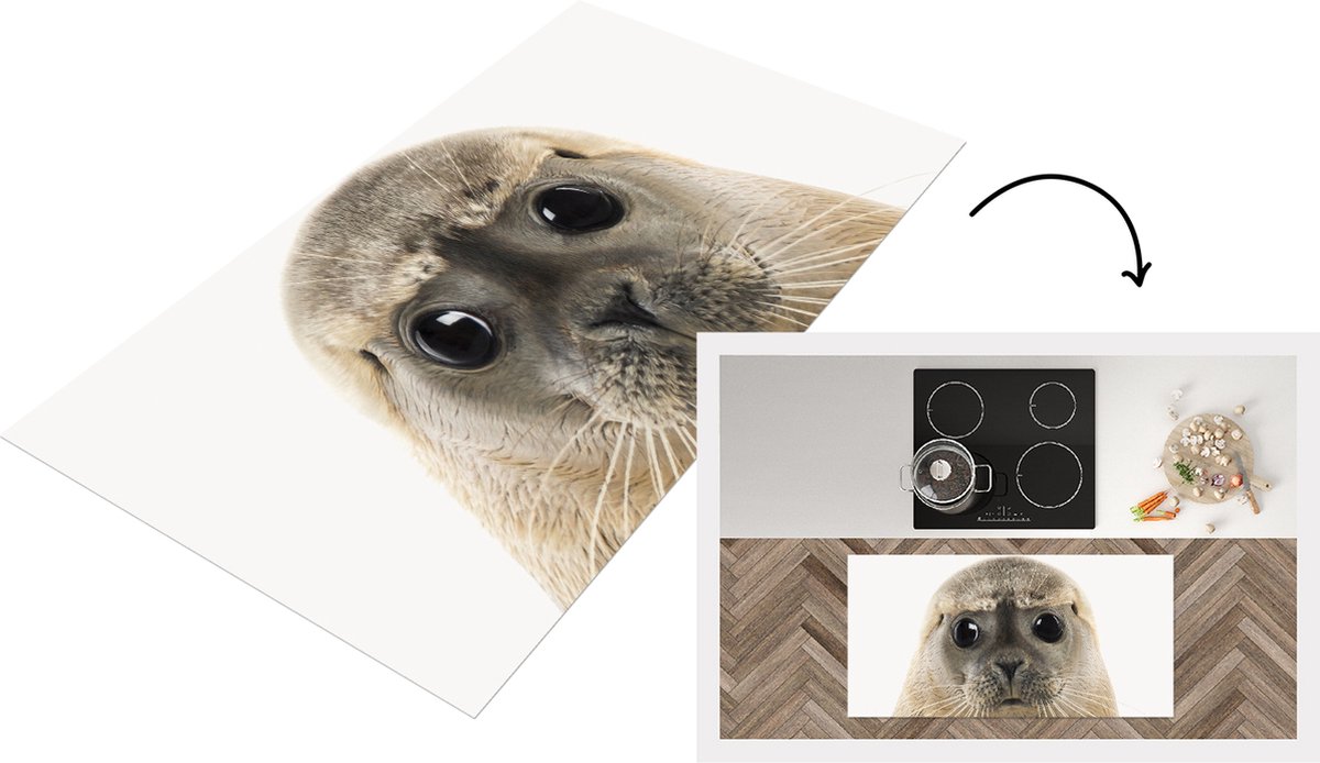KitchenYeah Keukenloper - Loper keuken - Babykamer - Zeehond - Grote ogen - Kinderkamer - 120x60 cm - Keukenloper vinyl Multicolor