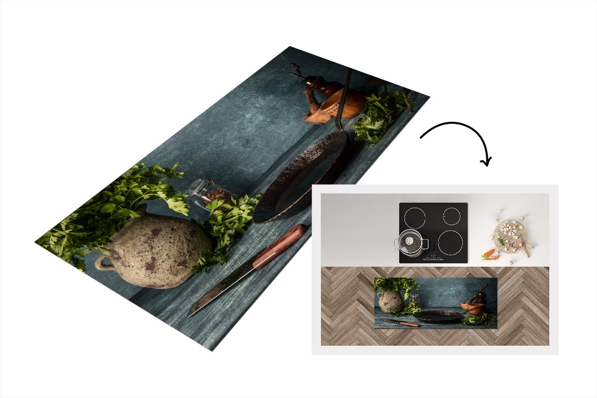 KitchenYeah Keukenloper - Loper keuken - Rustieke tafel in de keuken - Keukenloper vinyl Multicolor