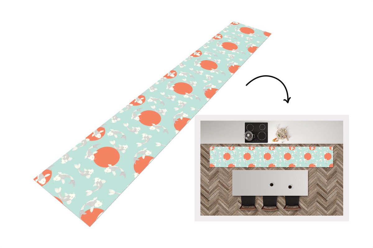 KitchenYeah Keukenloper - Loper keuken - Patroon - Vis - Japan - Dier - Keukenloper vinyl multicolor, foto 5
