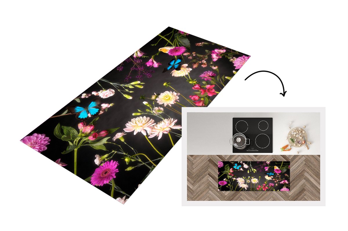 KitchenYeah Keukenloper - Loper keuken - Stilleven - Kleuren - Bloemen - 120x50 cm - Keukenloper vinyl Multicolor
