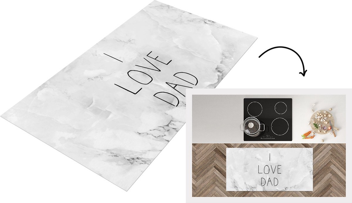 KitchenYeah Keukenloper - Loper keuken - Vaderdag - Papa cadeau - Quote - I love Dad - Spreuken - 120x60 cm - Keukenloper vinyl Multicolor