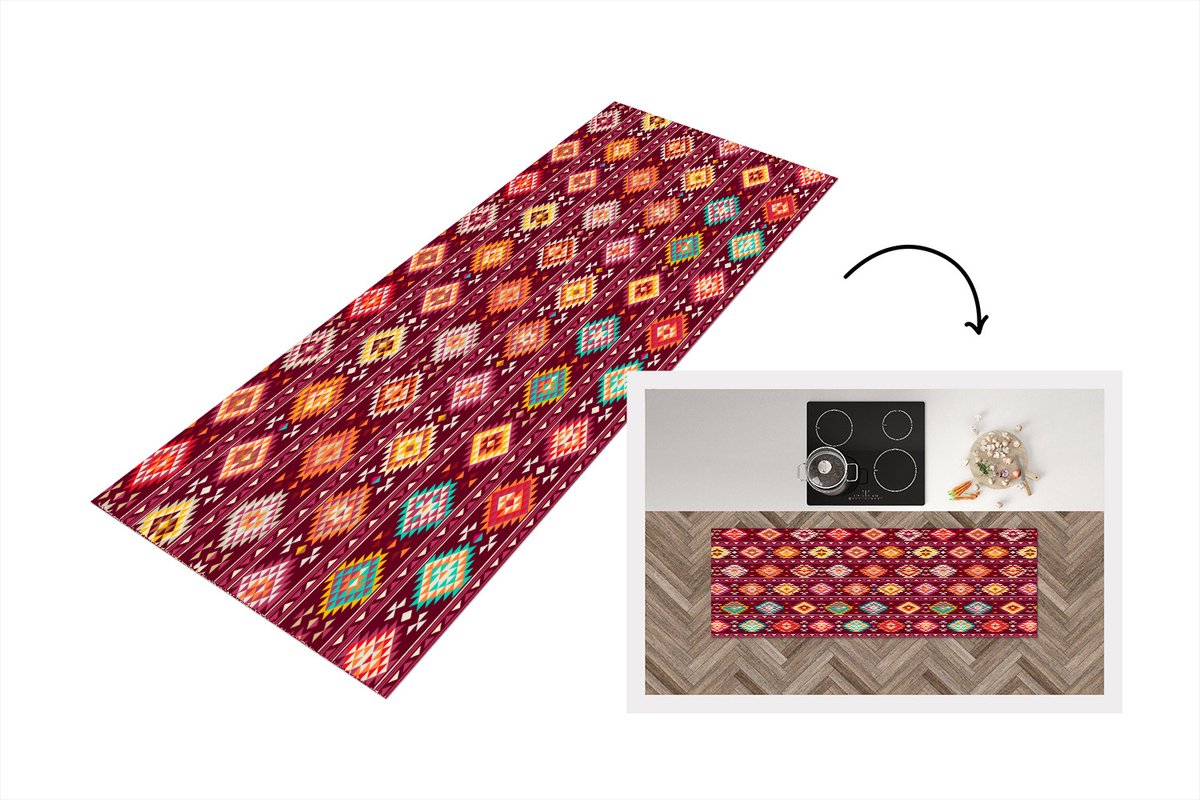 KitchenYeah Keukenloper - Loper keuken - Patroon - Native American - Amerika - Keukenloper vinyl multicolor, foto 3