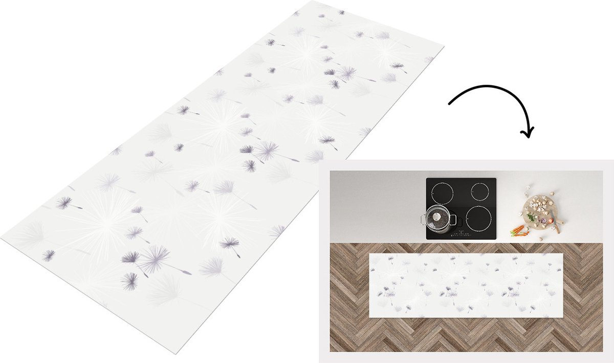 KitchenYeah Keukenloper - Loper keuken - Design - Paardenbloem - Bloemen - 180x60 cm - Keukenloper vinyl Multicolor