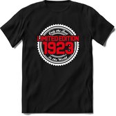1923 Limited Edition | Feest Kado T-Shirt Heren - Dames | Wit - Rood | Perfect Verjaardag Cadeau Shirt | Grappige Spreuken - Zinnen - Teksten | Maat XL
