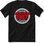 1987 Limited Edition | Feest Kado T-Shirt Heren - Dames | Wit - Rood | Perfect Verjaardag Cadeau Shirt | Grappige Spreuken - Zinnen - Teksten | Maat M