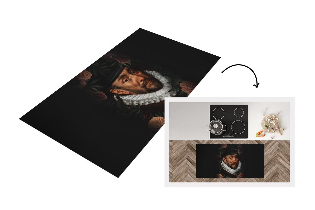 KitchenYeah Keukenloper - Loper keuken - Willem van Oranje - Bloemen - Oude meesters - 120x60 cm - Keukenloper vinyl Multicolor