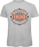 1930 The One And Only | Feest Kado T-Shirt Heren - Dames | Antraciet - Oranje | Perfect Verjaardag Cadeau Shirt | Grappige Spreuken - Zinnen - Teksten | Maat M