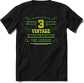 3 Jaar Legend - Feest cadeau kinder T-Shirt Jongens - Groen - Perfect Verjaardag Cadeau Shirt - grappige Spreuken, Zinnen en Teksten. Maat 92