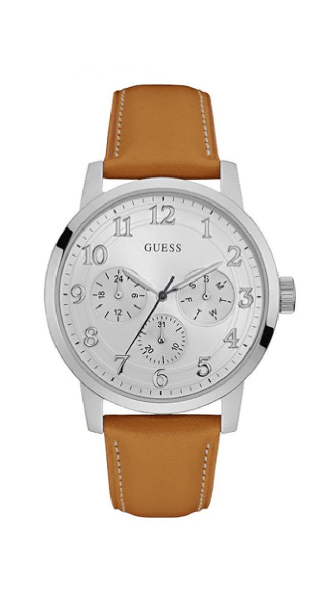 Guess - W0974G1 - Mannen - Horloge - Leer - Bruin - Ø 44 mm