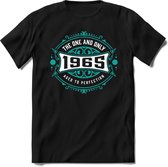 1965 The One And Only | Feest Kado T-Shirt Heren - Dames | Cobalt - Wit | Perfect Verjaardag Cadeau Shirt | Grappige Spreuken - Zinnen - Teksten | Maat XL