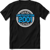 2001 Limited Edition | Feest Kado T-Shirt Heren - Dames | Wit - Blauw | Perfect Verjaardag Cadeau Shirt | Grappige Spreuken - Zinnen - Teksten | Maat M