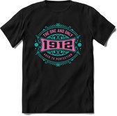 1912 The One And Only | Feest Kado T-Shirt Heren - Dames | Cobalt - Licht Roze | Perfect Verjaardag Cadeau Shirt | Grappige Spreuken - Zinnen - Teksten | Maat S