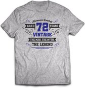 72 Jaar Legend - Feest kado T-Shirt Heren / Dames - Antraciet Grijs / Donker Blauw - Perfect Verjaardag Cadeau Shirt - grappige Spreuken, Zinnen en Teksten. Maat L