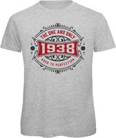 1938 The One And Only | Feest Kado T-Shirt Heren - Dames | Antraciet - Donker Rood | Perfect Verjaardag Cadeau Shirt | Grappige Spreuken - Zinnen - Teksten | Maat 3XL