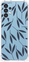 Telefoonhoesje Geschikt voor Samsung Galaxy A13 (4G) Leuk Case met transparante rand Leaves Blue