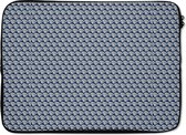 Laptophoes 14 inch - Japan - Blauw - Wit - Patronen - Laptop sleeve - Binnenmaat 34x23,5 cm - Zwarte achterkant