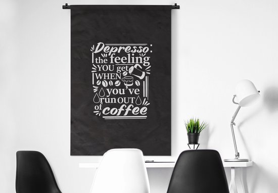 Tenture murale - Tissu mural - Café - Proverbes - Grains de Grains de café - 90x135 cm - Tapisserie murale