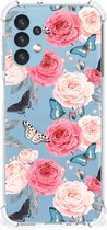 Telefoonhoesje Geschikt voor Samsung Galaxy A13 (4G) Silicone Case met transparante rand Butterfly Roses