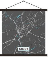 Porte-affiche avec Poster - Affiche scolaire - Plan de la ville - Grijs - Carte - Ciney - België - Carte - 90x90 cm - Lattes noires