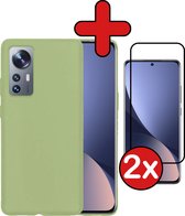 Hoesje Geschikt voor Xiaomi 12X Hoesje Siliconen Case Hoes Met 2x Screenprotector - Hoes Geschikt voor Xiaomi 12X Hoes Cover Case - Groen