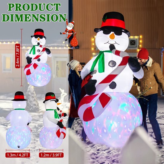 Bonhomme de neige gonflable Noël 240 cm