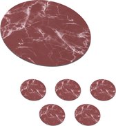 Onderzetters voor glazen - Marmer look - Bruin - Rood - Design - Luxe - Onderzetters - 10x10 cm - Rond - Onderzetters kurk - 6 stuks
