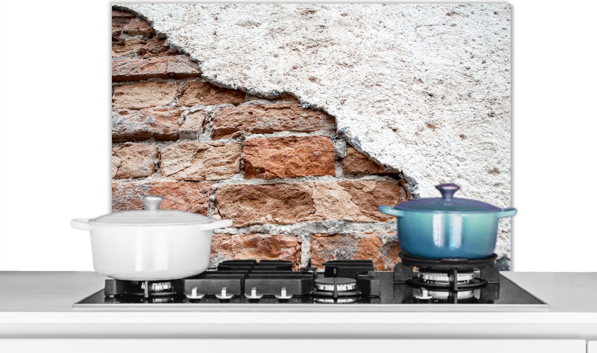 Spatscherm - Spatwand- Muur - Stenen - Gips - Baksteen - Koken - Keuken achterwand - 80x55 cm