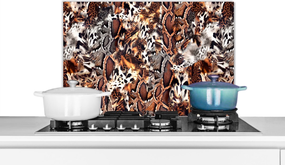Spatscherm keuken - Slangenprint - Dieren - Zebra - Spatscherm - Spatwand - 70x50 cm