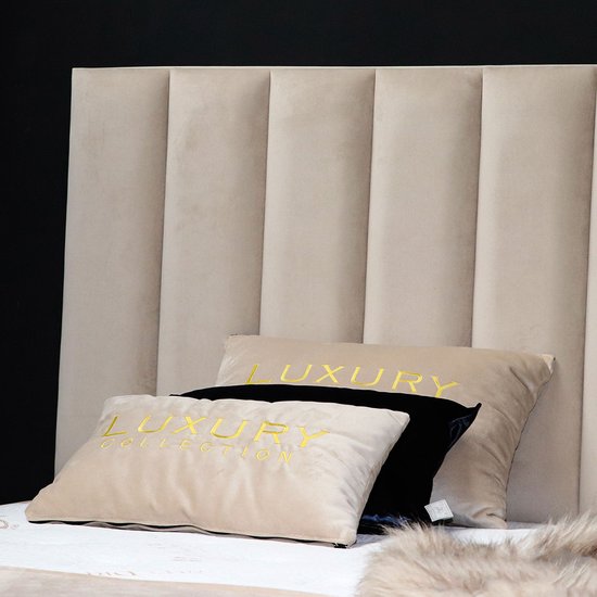 Boxspring bed met opbergruimte - 160x200 cm - opbergbed LEONAR - velvet beige - Eric Kuster stijl