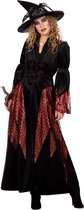 Wilbers & Wilbers - Heks & Spider Lady & Voodoo & Duistere Religie Kostuum - Tovermina Heksania - Vrouw - Rood, Zwart - Maat 44 - Halloween - Verkleedkleding
