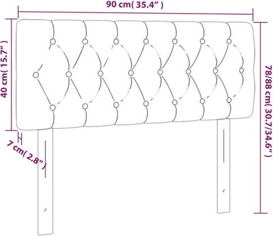 vidaXL Tête de lit Noir 90 x 7 x 78/88 cm Tissu