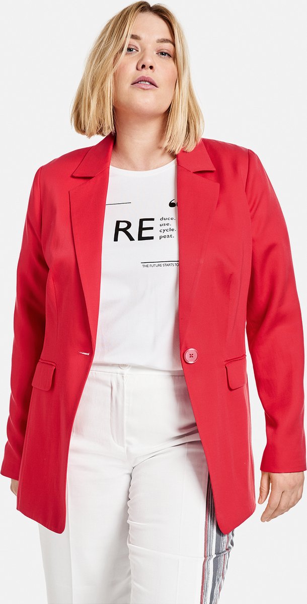 SAMOON Dames Blazer van lyocell-linnen Strawberry Red-54