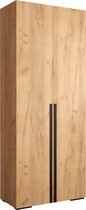 InspireMe - Kledingkast | 2 gesloten deuren en veel planken met ophangruimte | (BxHxD): 100x236,7x47 cm TIMES - Gouden Craft Eik - Langdurig handgrepen