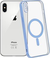 ShieldCase geschikt voor Apple iPhone X/Xs hoesje transparant Magneet metal coating - blauw - Backcover hoesje magneet - Doorzichtig hoesje met oplaad functie