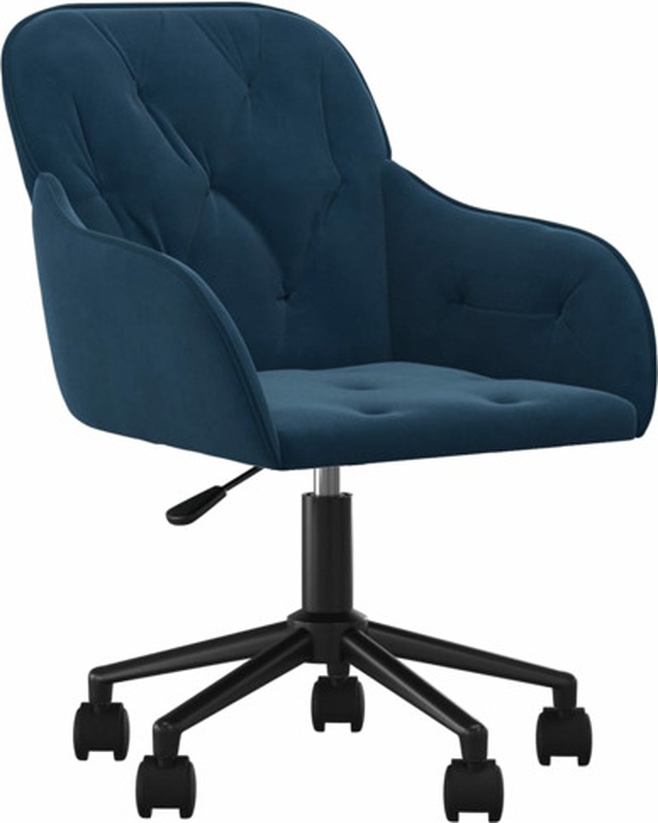 vidaXL Kantoorstoel - draaibaar - fluweel - blauw