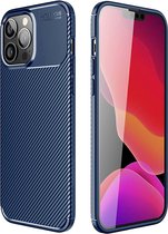 iPhone 13 Pro Hoesje Siliconen - iMoshion Carbon Softcase Backcover - Blauw