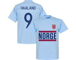 Noorwegen Haaland 9 Team T-Shirt - Lichtblauw - XXL