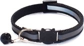 Kattenhalsband Veiligheidssluiting Kattenbandje Kitten Halsband Katten Halsband Reflecterend Verstelbaar 18-32Cm – Zwart